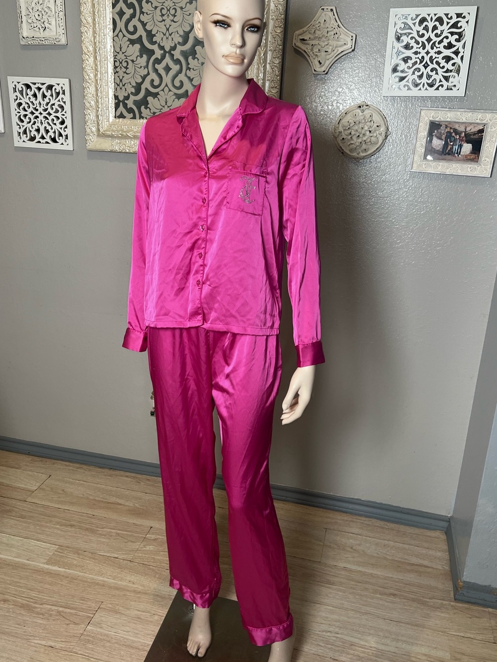 Juicy Couture Fuchsia Satin Pajama Set